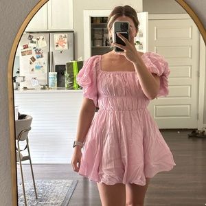 Verge Girl pink puff sleeve mini dress